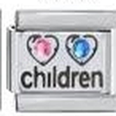 צארם כסף "Children" אבן כחול+אבן ורוד