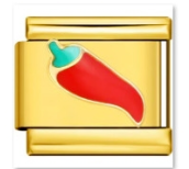 צארם זהב ציור של פלפל חריף אדום+ירוק