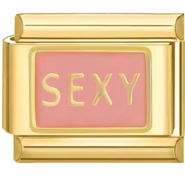 צארם זהב ״sexy״ על ורוד בהיר