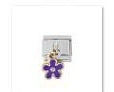 צארם כסף מתנדנד פרח פלומריה סגול