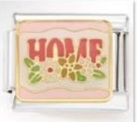 צארם כסף ״home״ ורוד על ורוד+פרחים