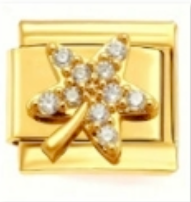 צארם זהב עלה בולט עם יהלומים