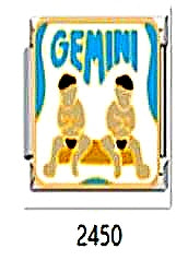 צארם כסף ציור למזל "gemini"