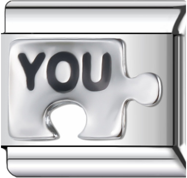 צארם כסף חתיכת פאזל כסף YOU